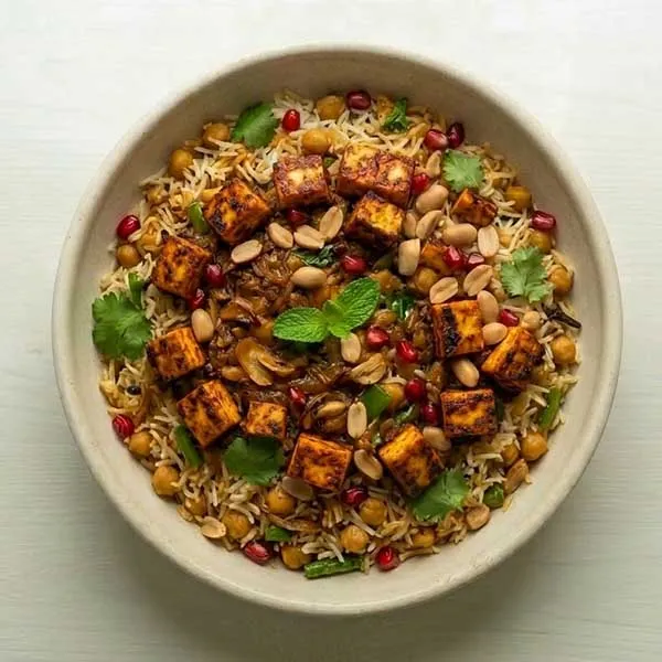 Paneer ghee roast with kabuli chane ki biryani